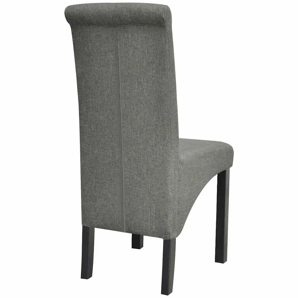 Light Grey Upholstered Dining Chairs Set of 2 with Wooden Structure