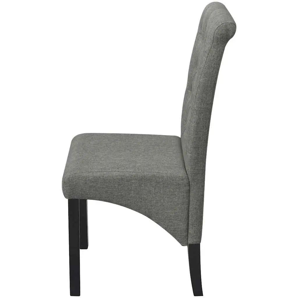Light Grey Upholstered Dining Chairs Set of 2 with Wooden Structure