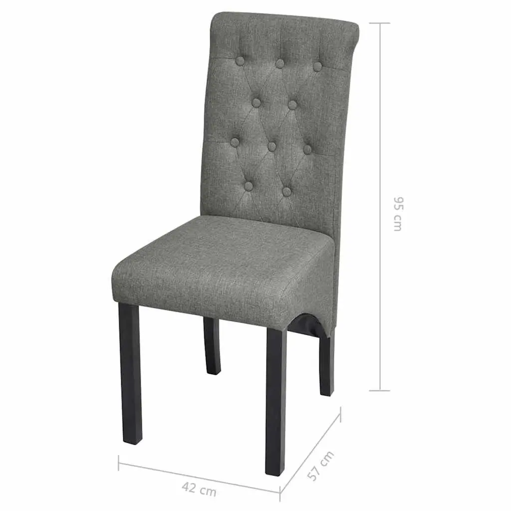Light Grey Upholstered Dining Chairs Set of 2 with Wooden Structure