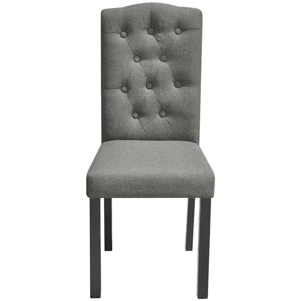Dining Chairs Set of 2 Grey Upholstered Kitchen Seating with Wooden Legs