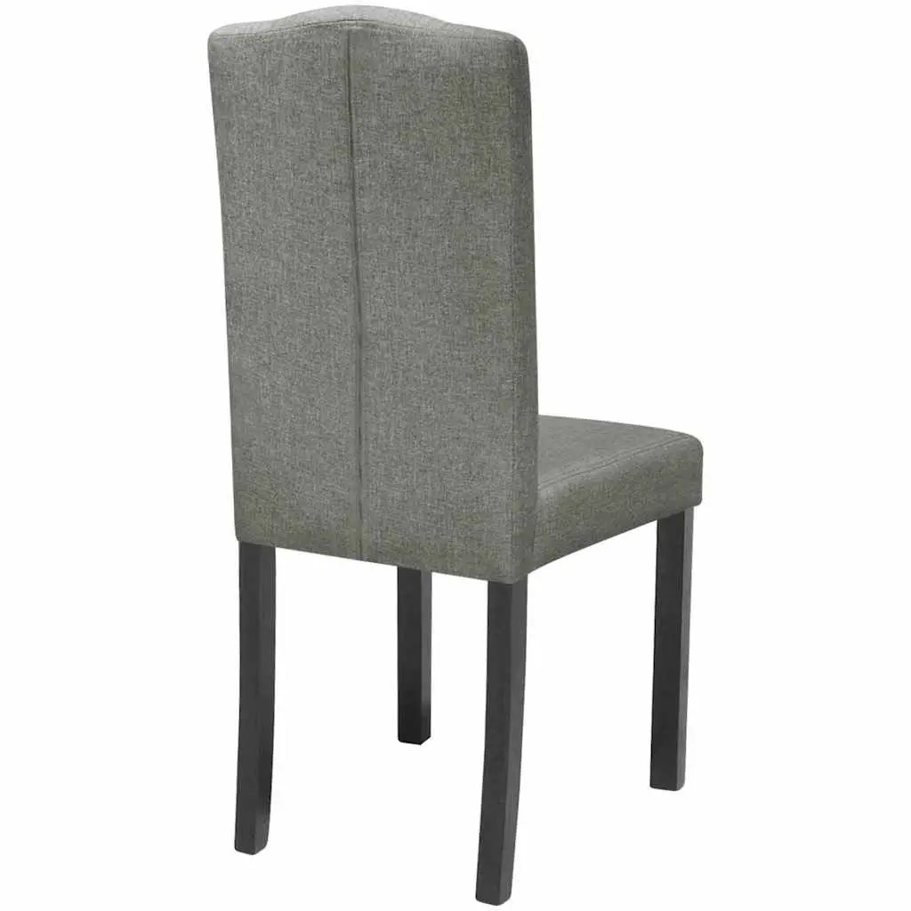 Dining Chairs Set of 2 Grey Upholstered Kitchen Seating with Wooden Legs