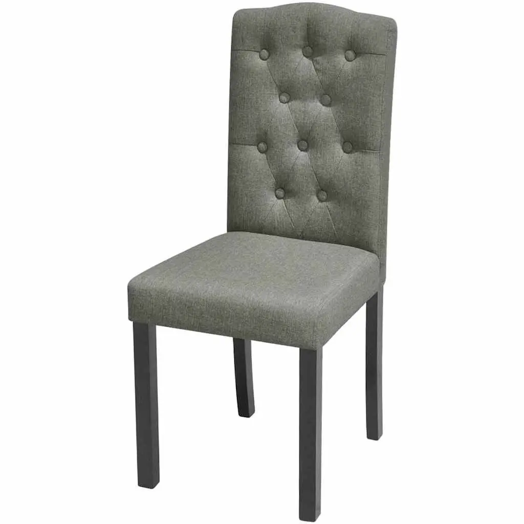 4-Piece Grey Upholstered Dining Chairs with Wood Legs