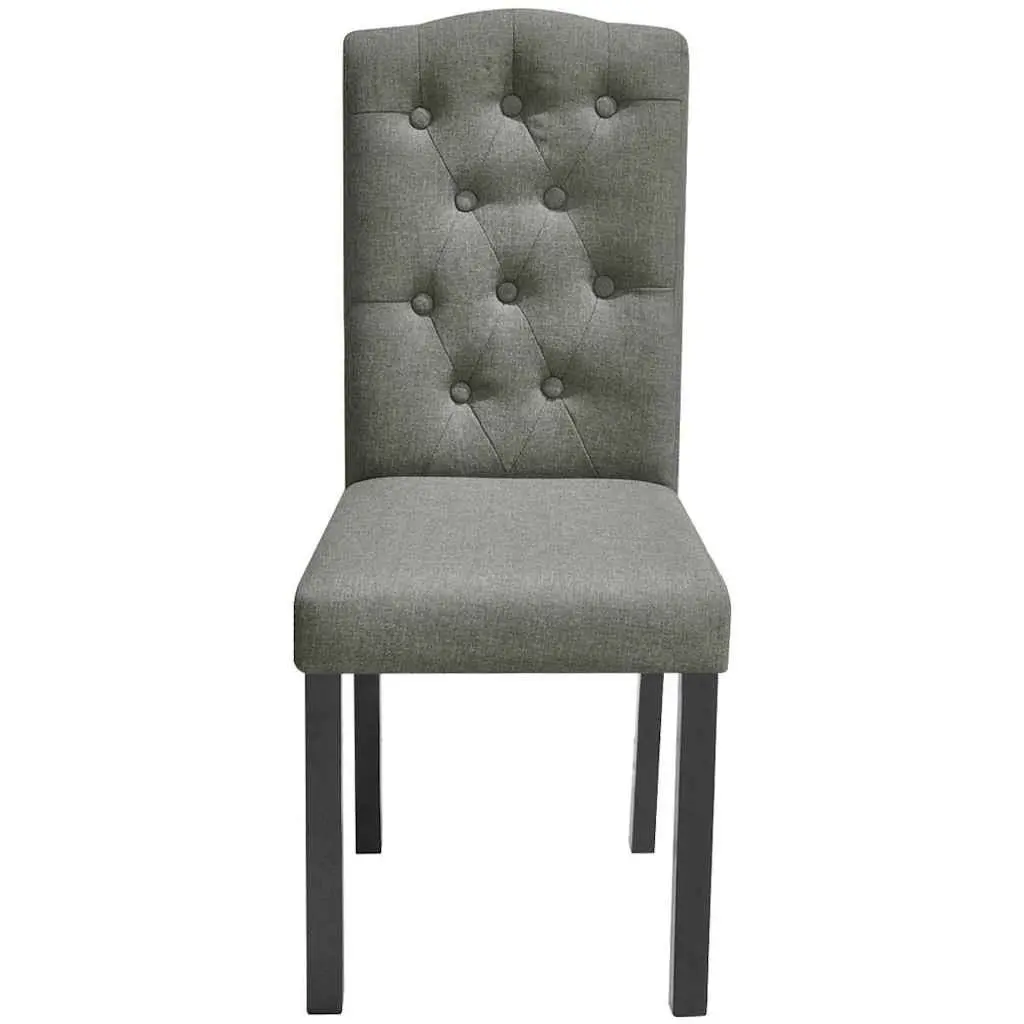 4-Piece Grey Upholstered Dining Chairs with Wood Legs