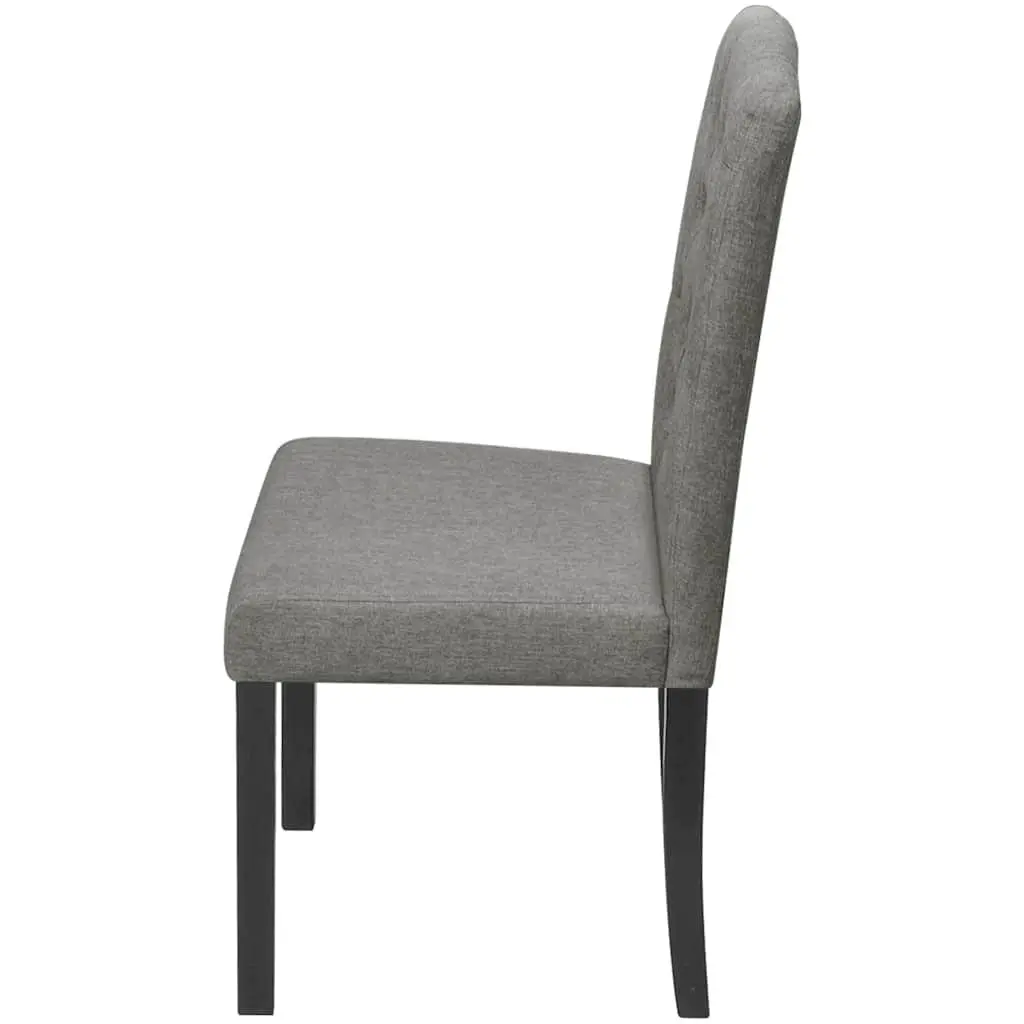 4-Piece Grey Upholstered Dining Chairs with Wood Legs