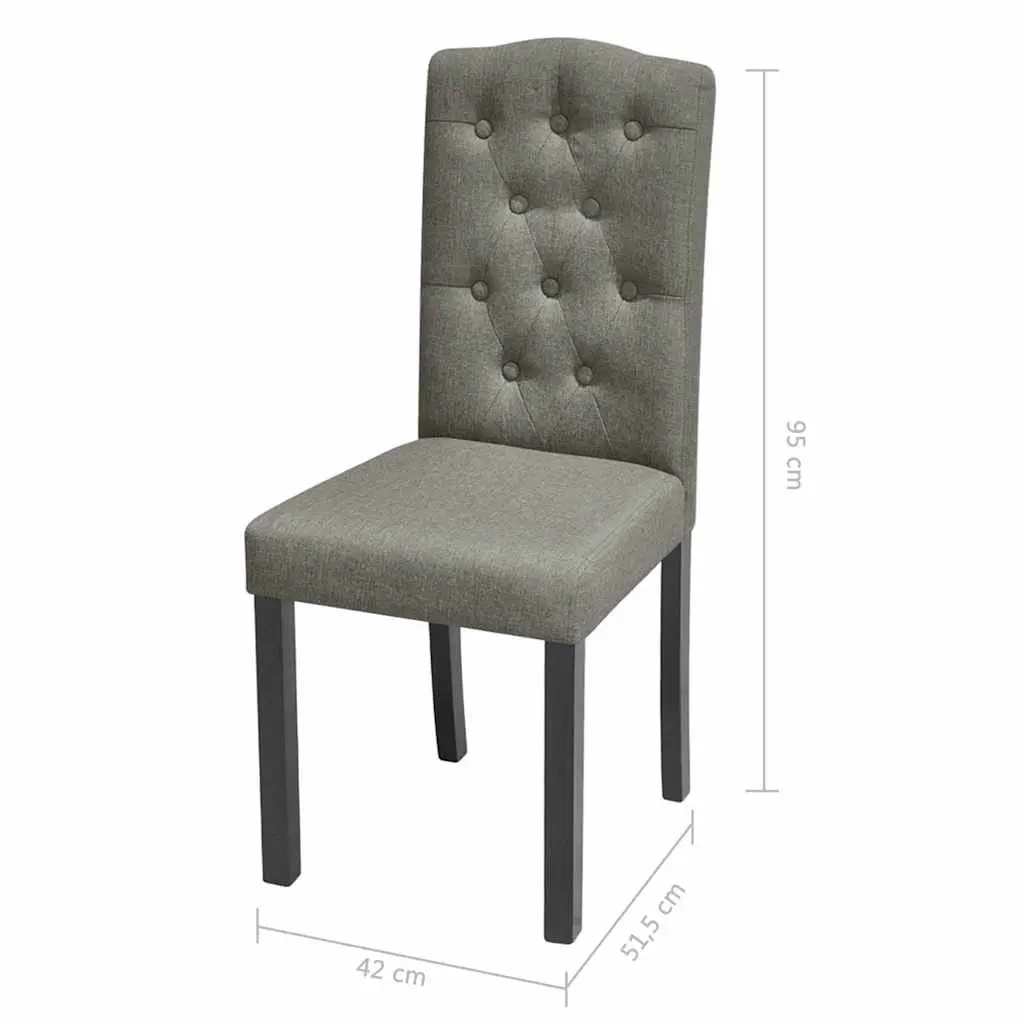 4-Piece Grey Upholstered Dining Chairs with Wood Legs
