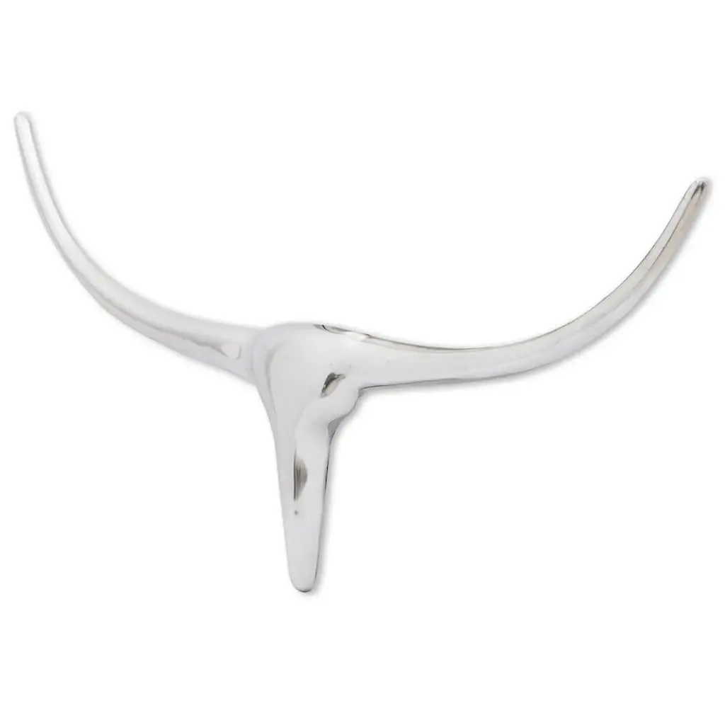 Wall Mounted Bull's Head Sculpture Home Decor Silver 72cm Wide