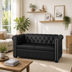 2-Seater Chesterfield Sofa Specifications: Black Finish