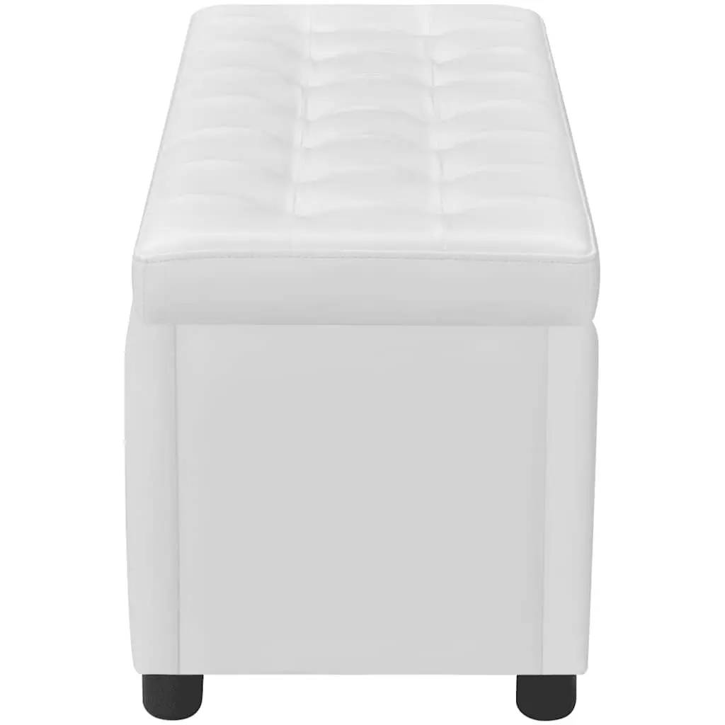 Storage Ottoman for Living Room White Artificial Leather Foam Seat