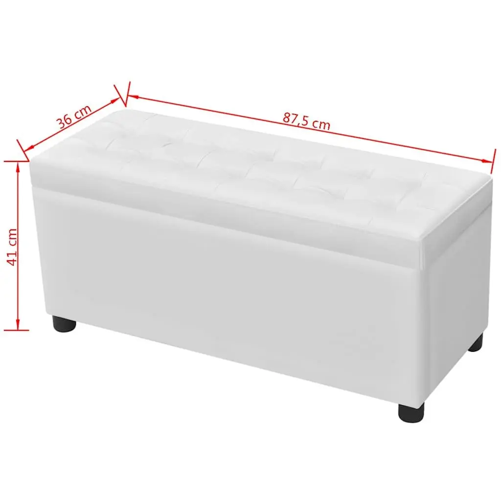 Storage Ottoman for Living Room White Artificial Leather Foam Seat