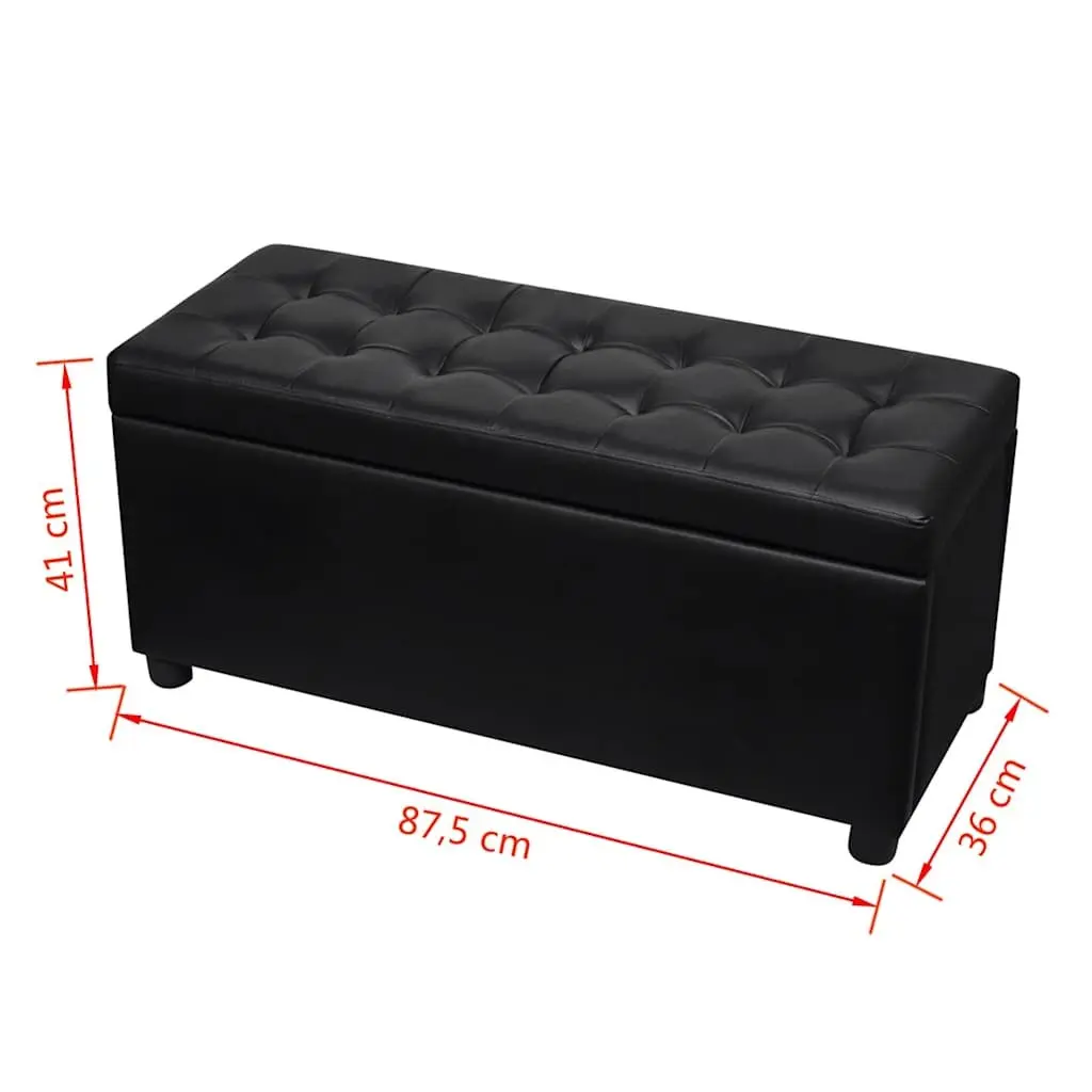 Storage Ottoman Black Faux Leather Footstool Coffee Table Extra Seating Bench