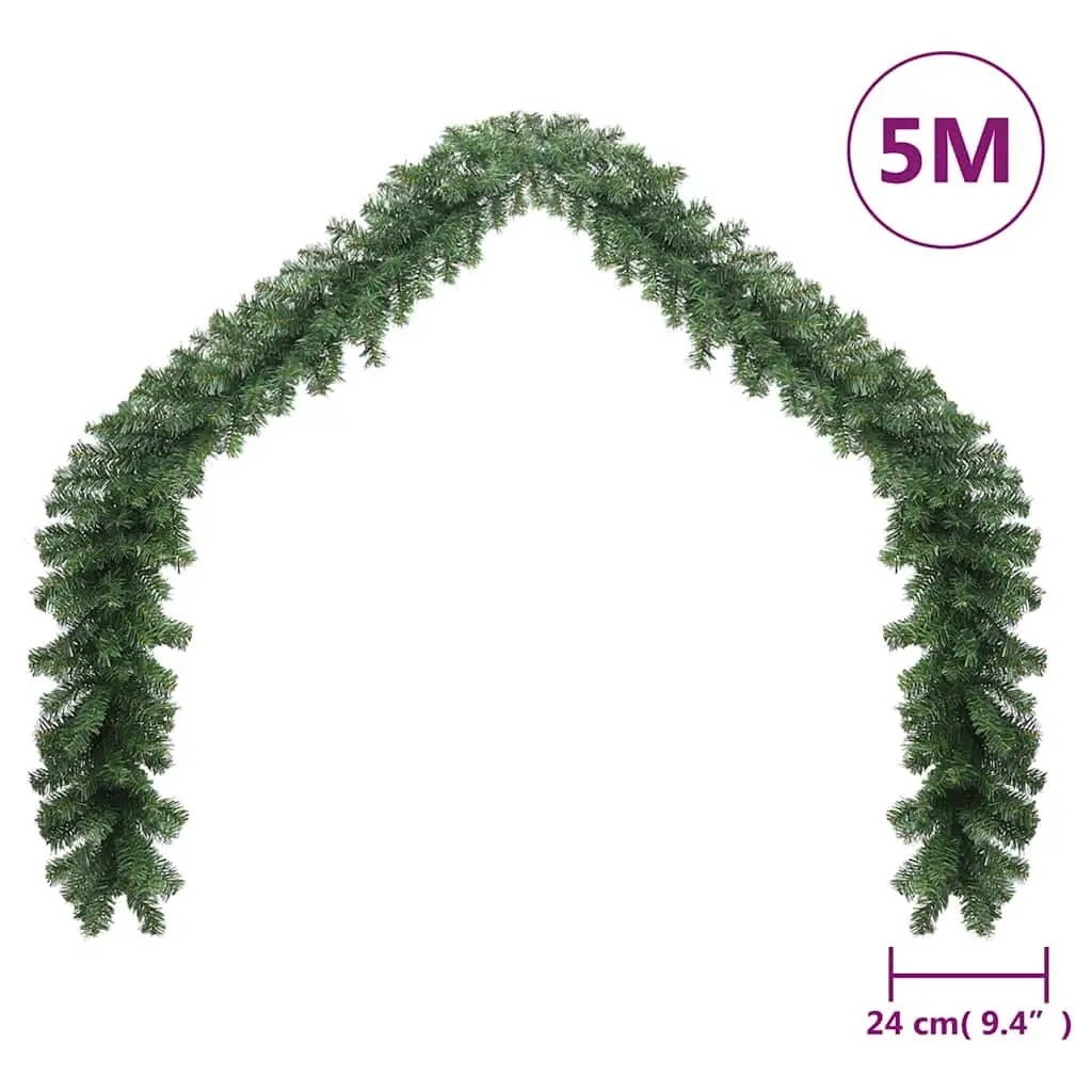 LED Christmas Garland 5m Green Flexible Indoor Outdoor Decoration for Stair Handrail