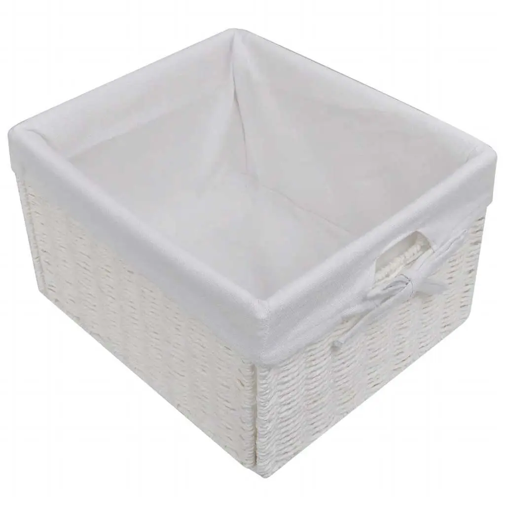 Storage Cabinet with 9 Woven Baskets White Organizer Unit Bedroom Living Room