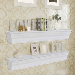 Baroque Style Wall Shelves, 2 pcs in White Color