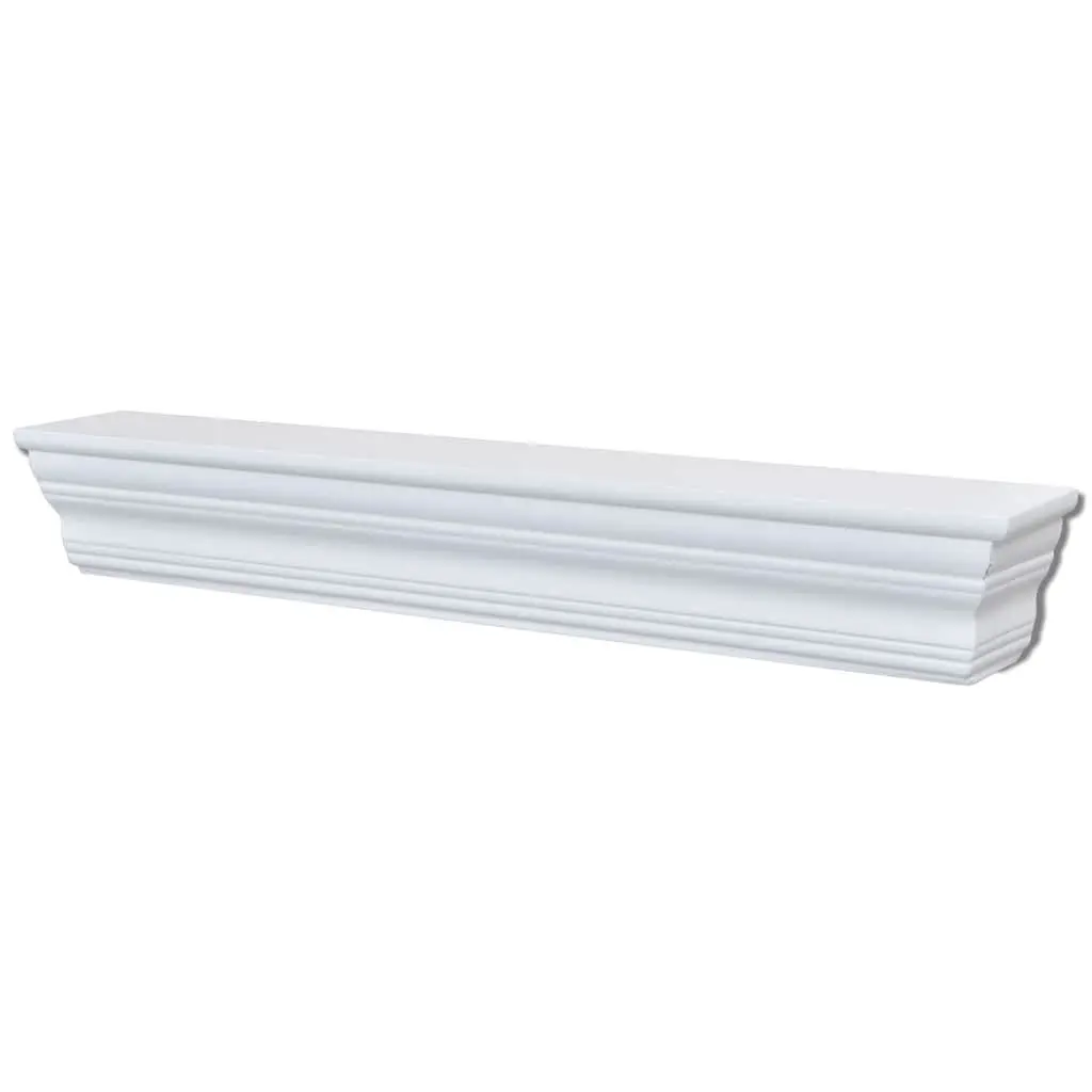 White Floating Baroque Style Wall Shelves Decorative Storage 2 Piece Bedroom Living Room
