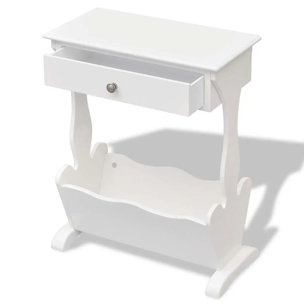 Magazine Rack with Drawer for Bedroom Living Room White
