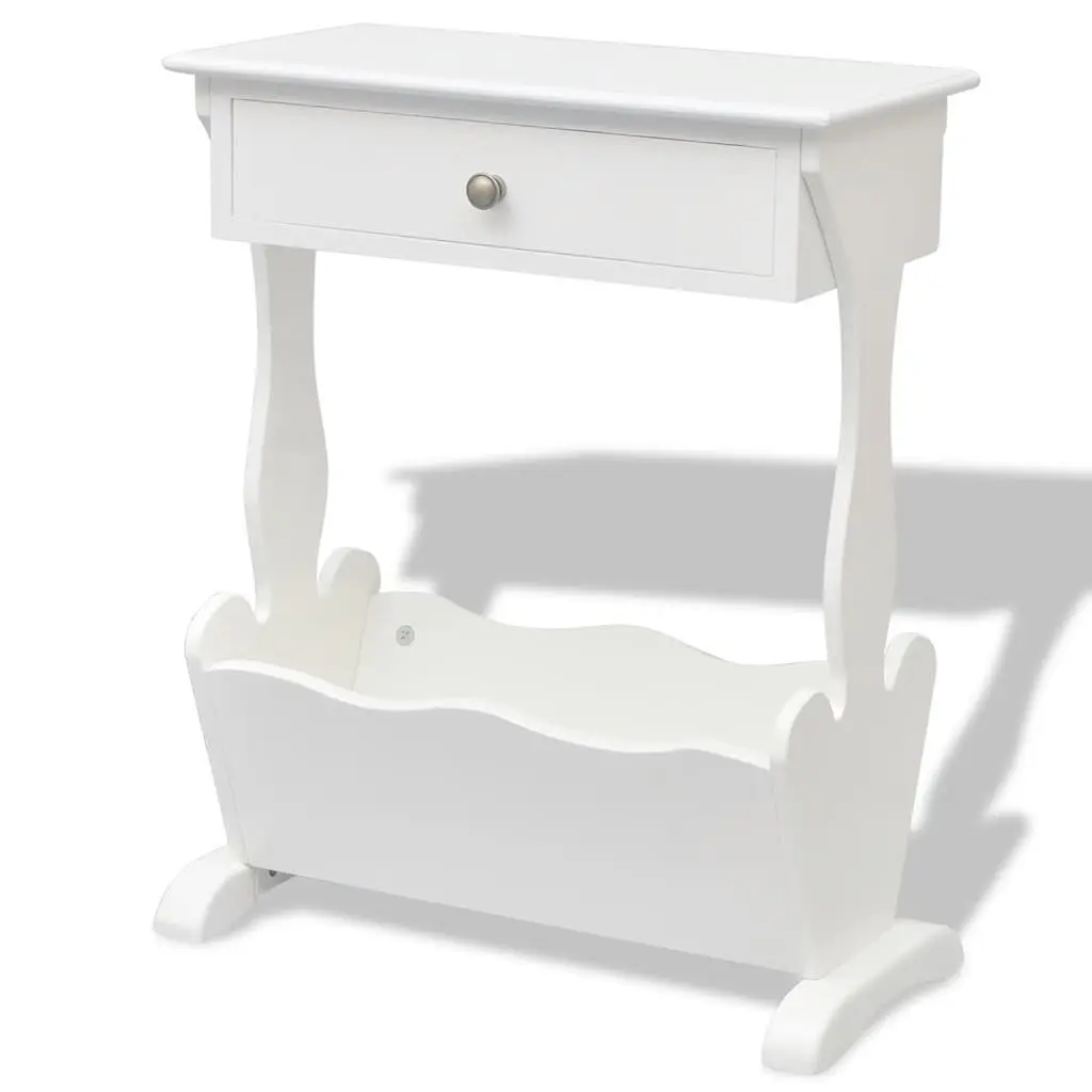 Magazine Rack with Drawer for Bedroom Living Room White