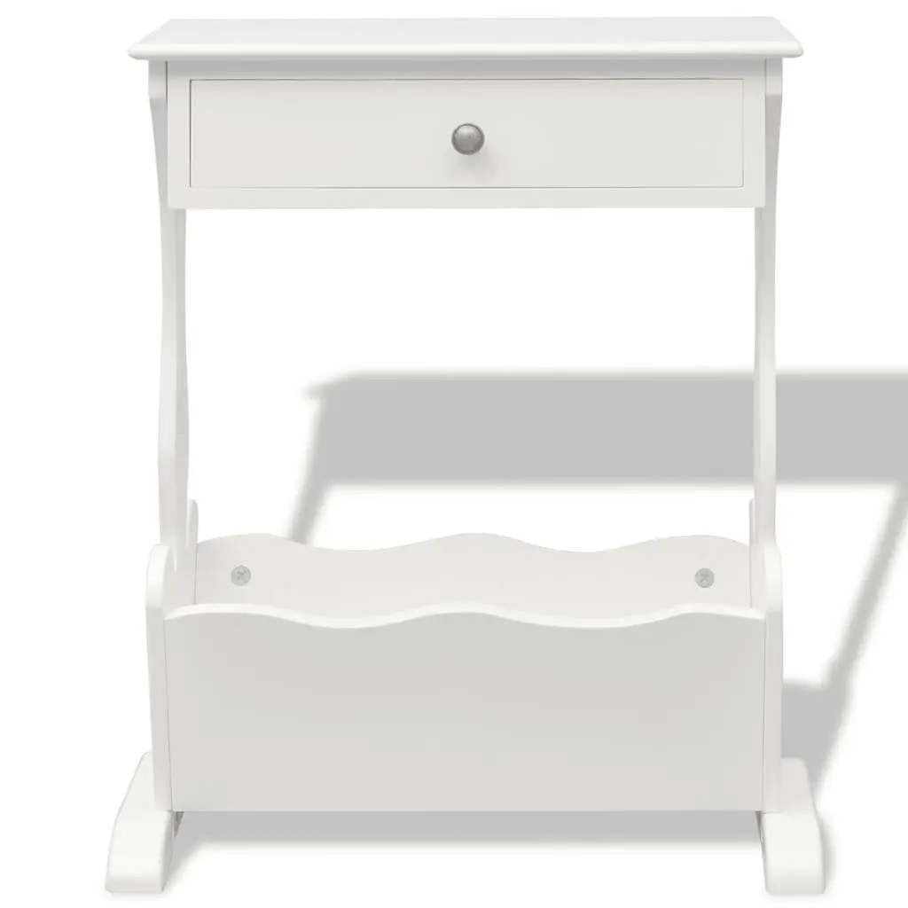 Magazine Rack with Drawer for Bedroom Living Room White
