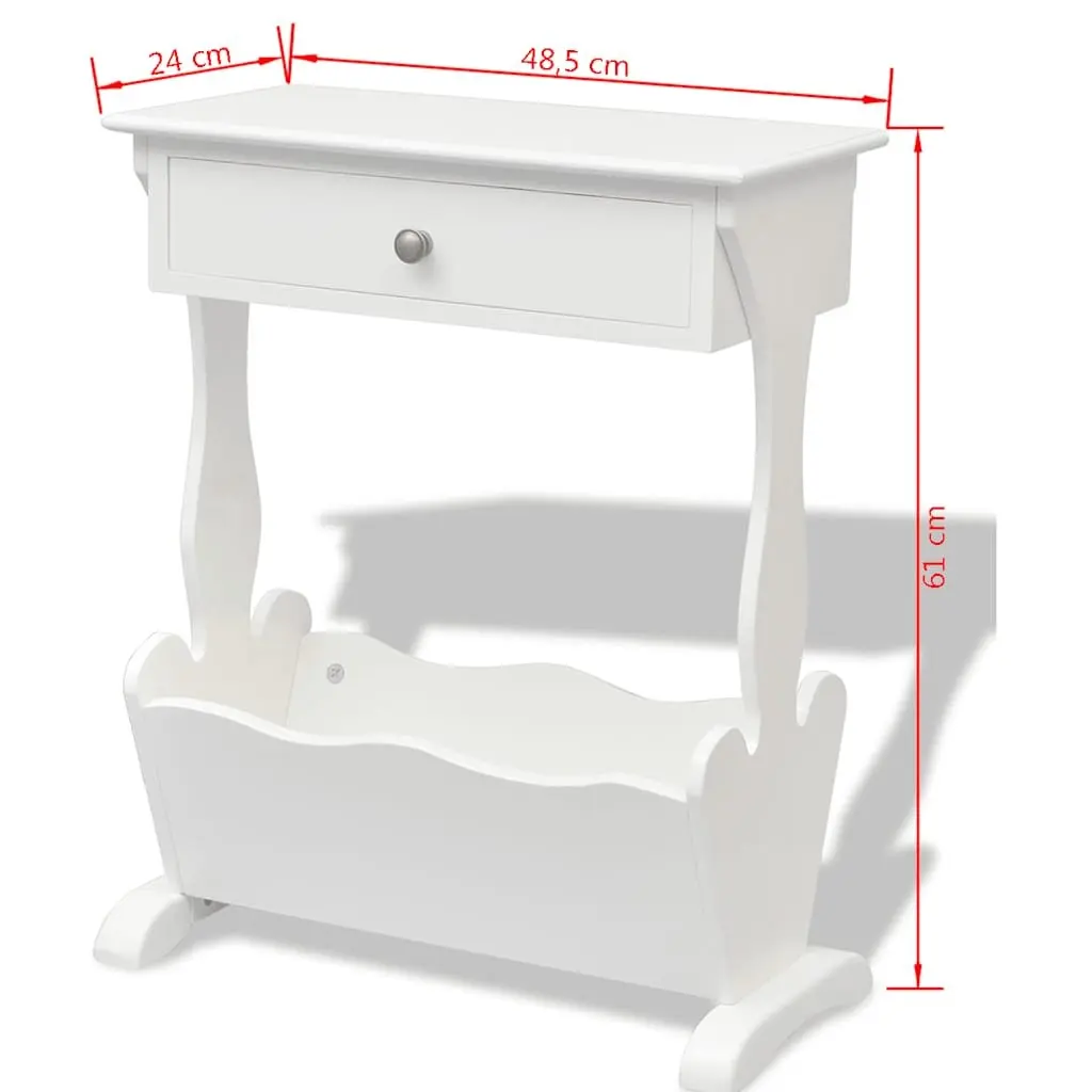 Magazine Rack with Drawer for Bedroom Living Room White