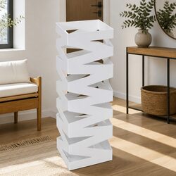 48.5cm White Steel Umbrella Stand with Drip Tray