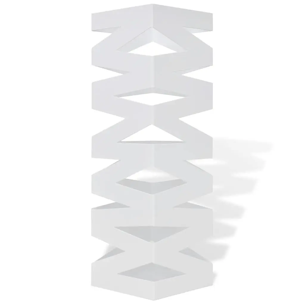 48.5cm White Steel Umbrella Stand with Drip Tray