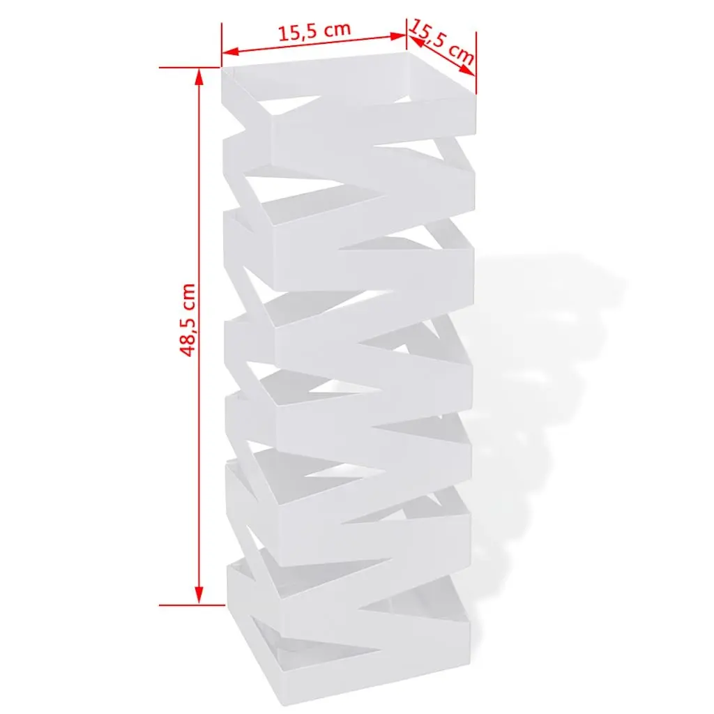 48.5cm White Steel Umbrella Stand with Drip Tray