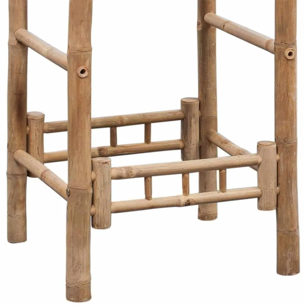 Bar Stools Indoor Outdoor 2 Pieces Brown Bamboo Backrest Comfort Seating