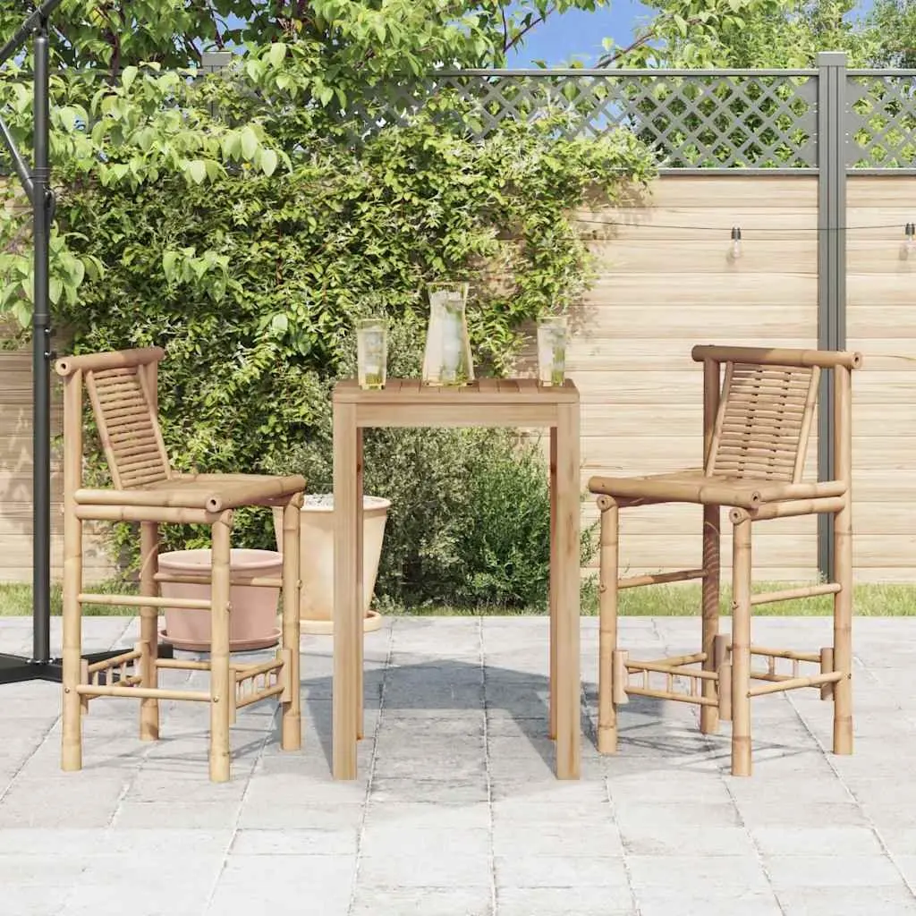 Bar Stools Indoor Outdoor 2 Pieces Brown Bamboo Backrest Comfort Seating