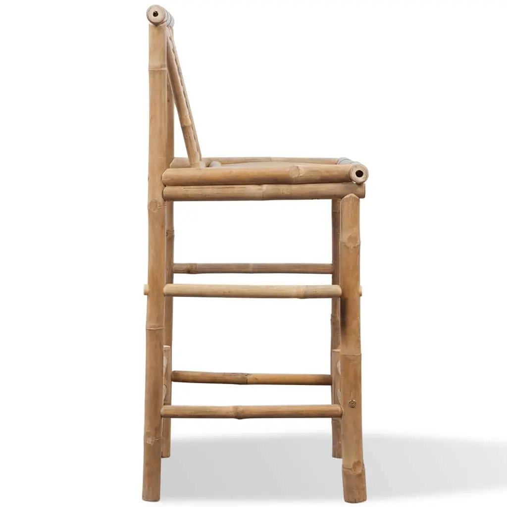 Bar Stools Indoor Outdoor 2 Pieces Brown Bamboo Backrest Comfort Seating