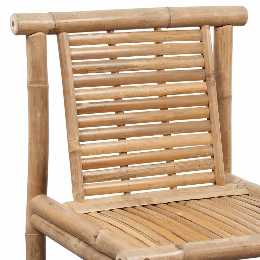 Bar Stools Indoor Outdoor 2 Pieces Brown Bamboo Backrest Comfort Seating