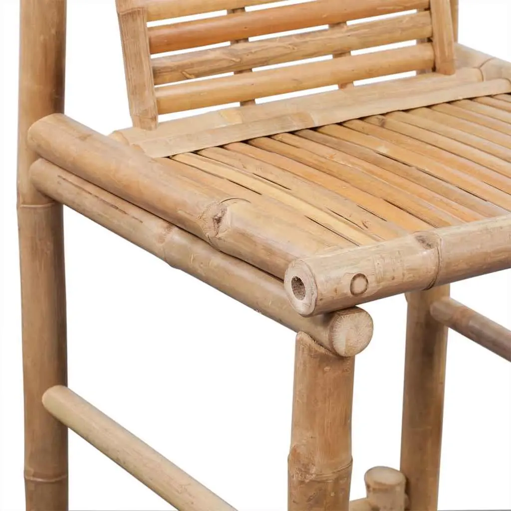 Bar Stools Indoor Outdoor 2 Pieces Brown Bamboo Backrest Comfort Seating
