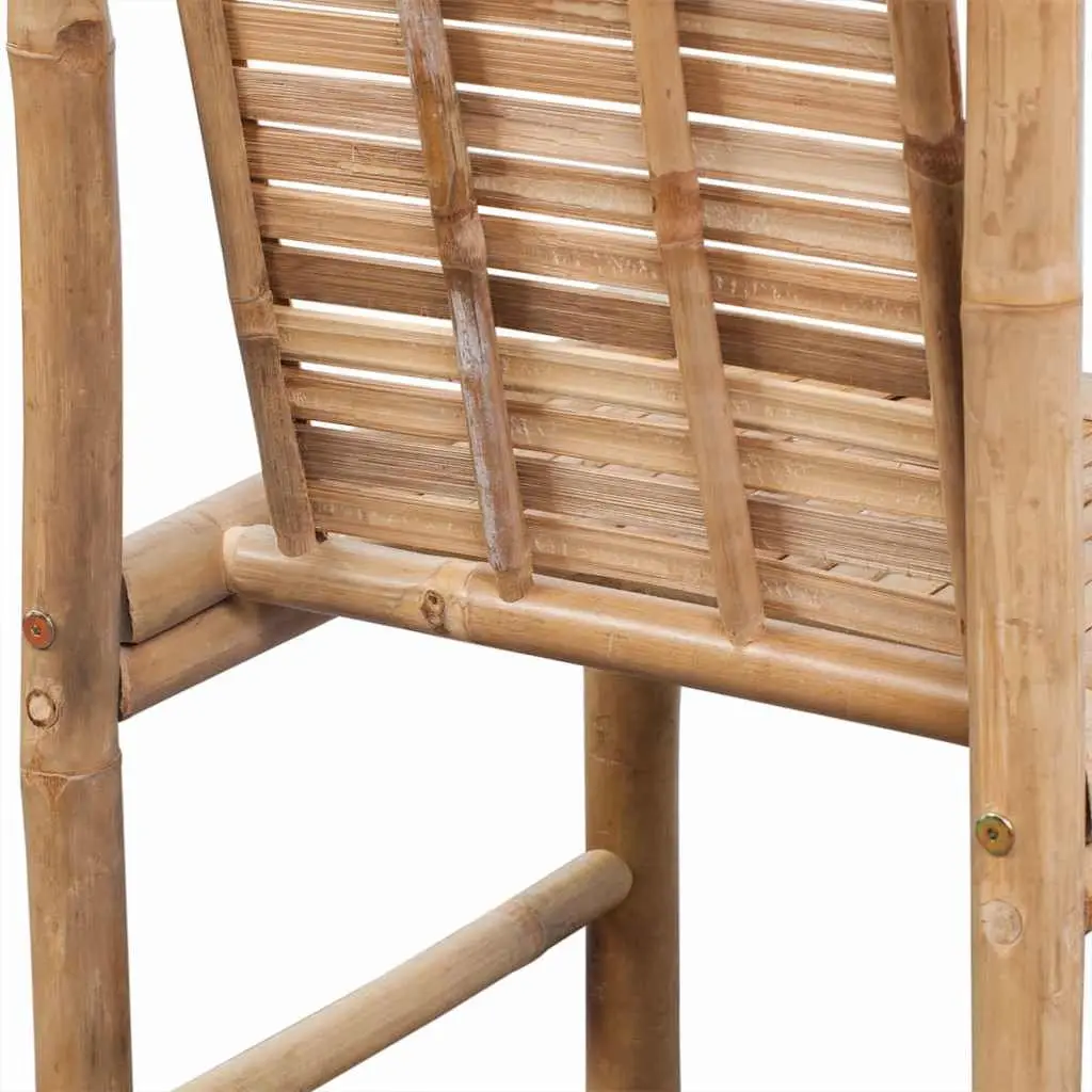 Bar Stools Indoor Outdoor 2 Pieces Brown Bamboo Backrest Comfort Seating