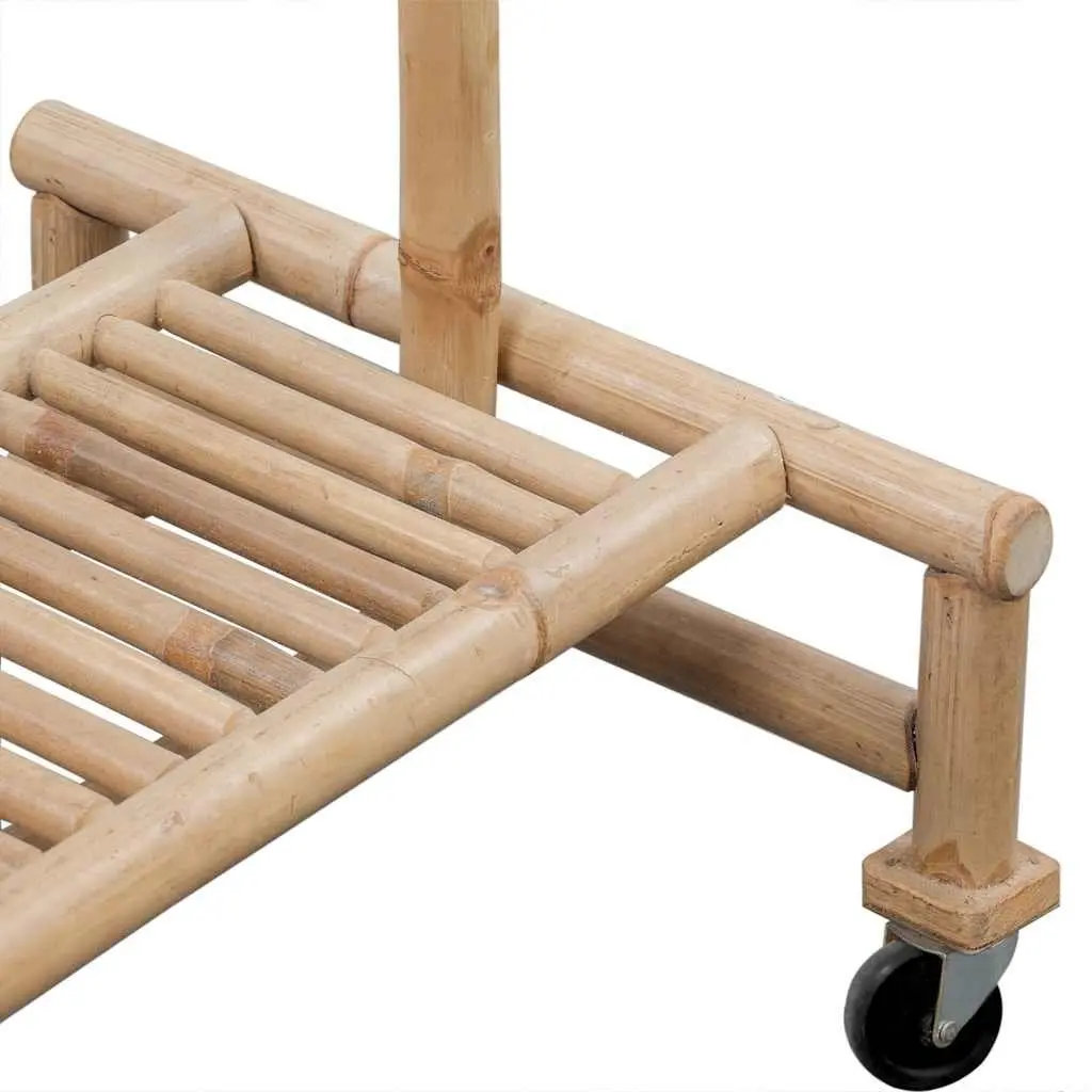 Bamboo Clothes Rack Garment Storage Organiser with Shelf for Home Use Brown