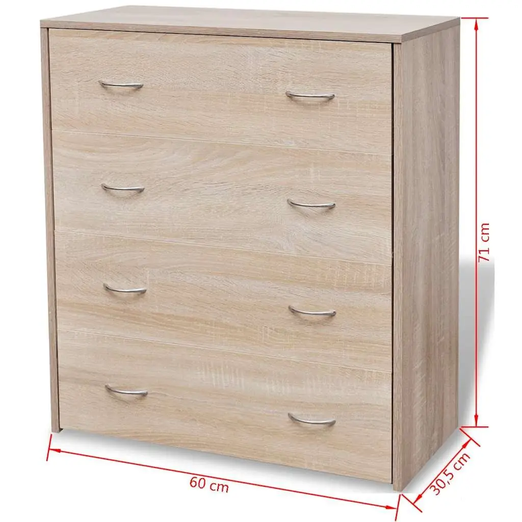 Sideboard Storage Cabinet with 4 Drawers Oak Colour Living Room Hallway