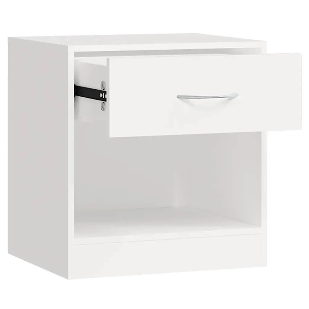 Bedside Tables 2 pcs White Nightstand Cabinet with Drawer Storage Shelf Bedroom