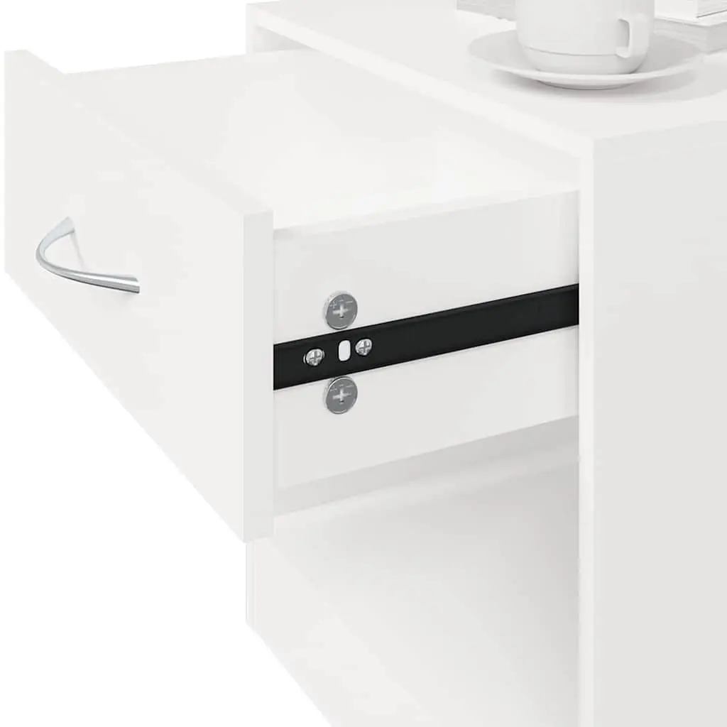 Bedside Tables 2 pcs White Nightstand Cabinet with Drawer Storage Shelf Bedroom