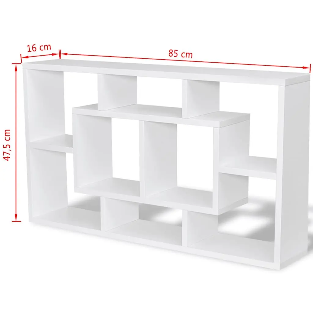 Wall-Mounted Shelf Unit with 8 Open Compartments