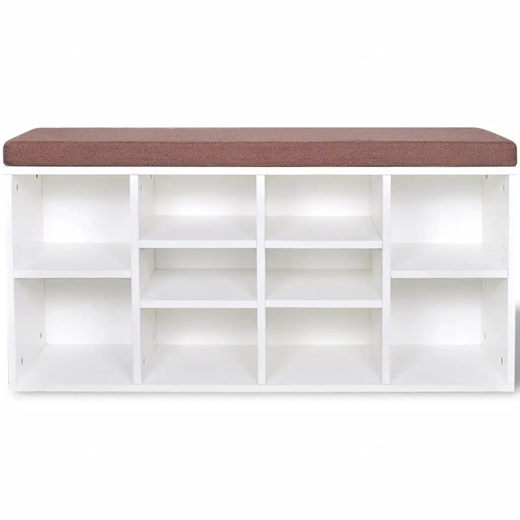 Shoe Storage Bench Entryway 10 Compartments White