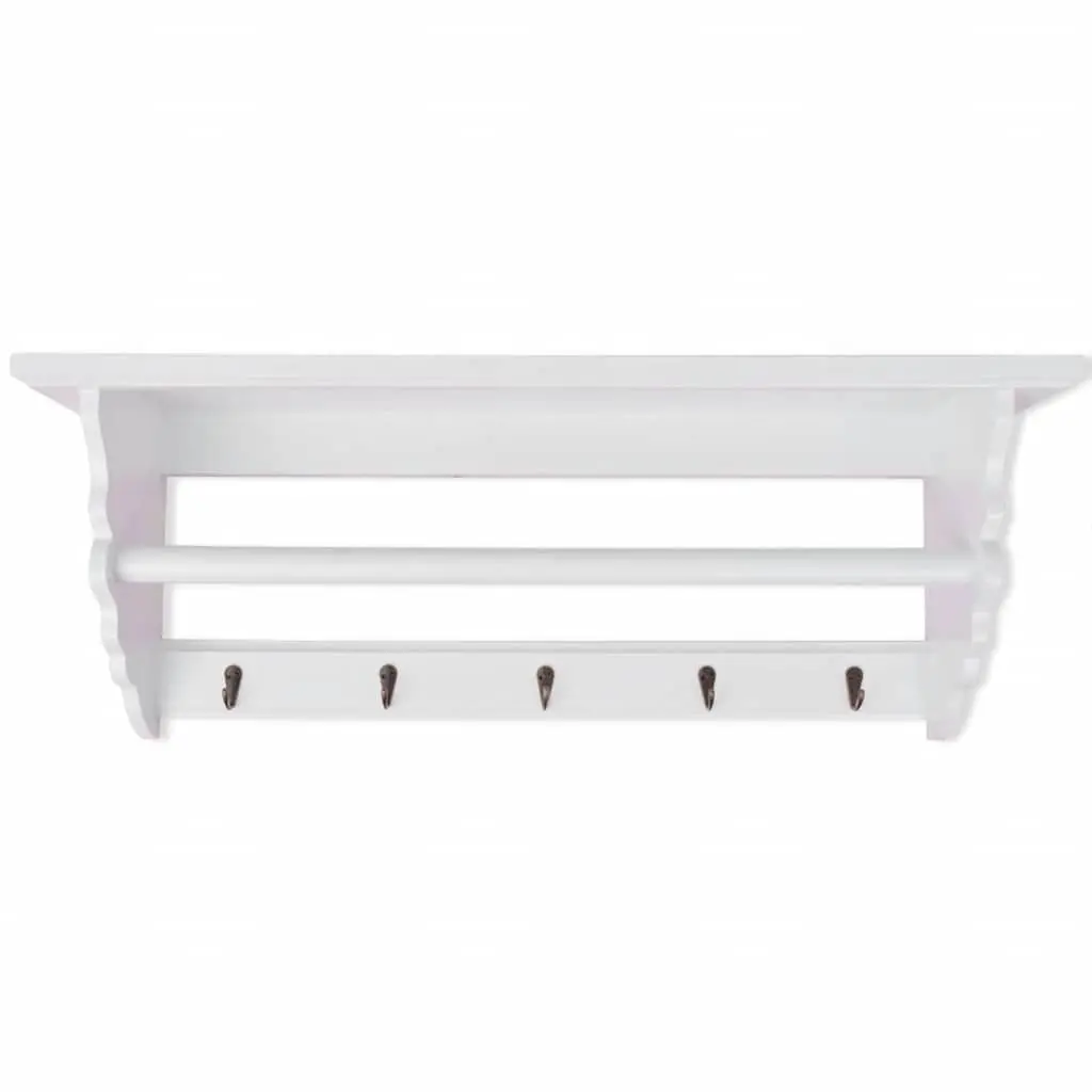 Coat Rack Wall Mount Entryway Baroque Style White Shelf Hooks
