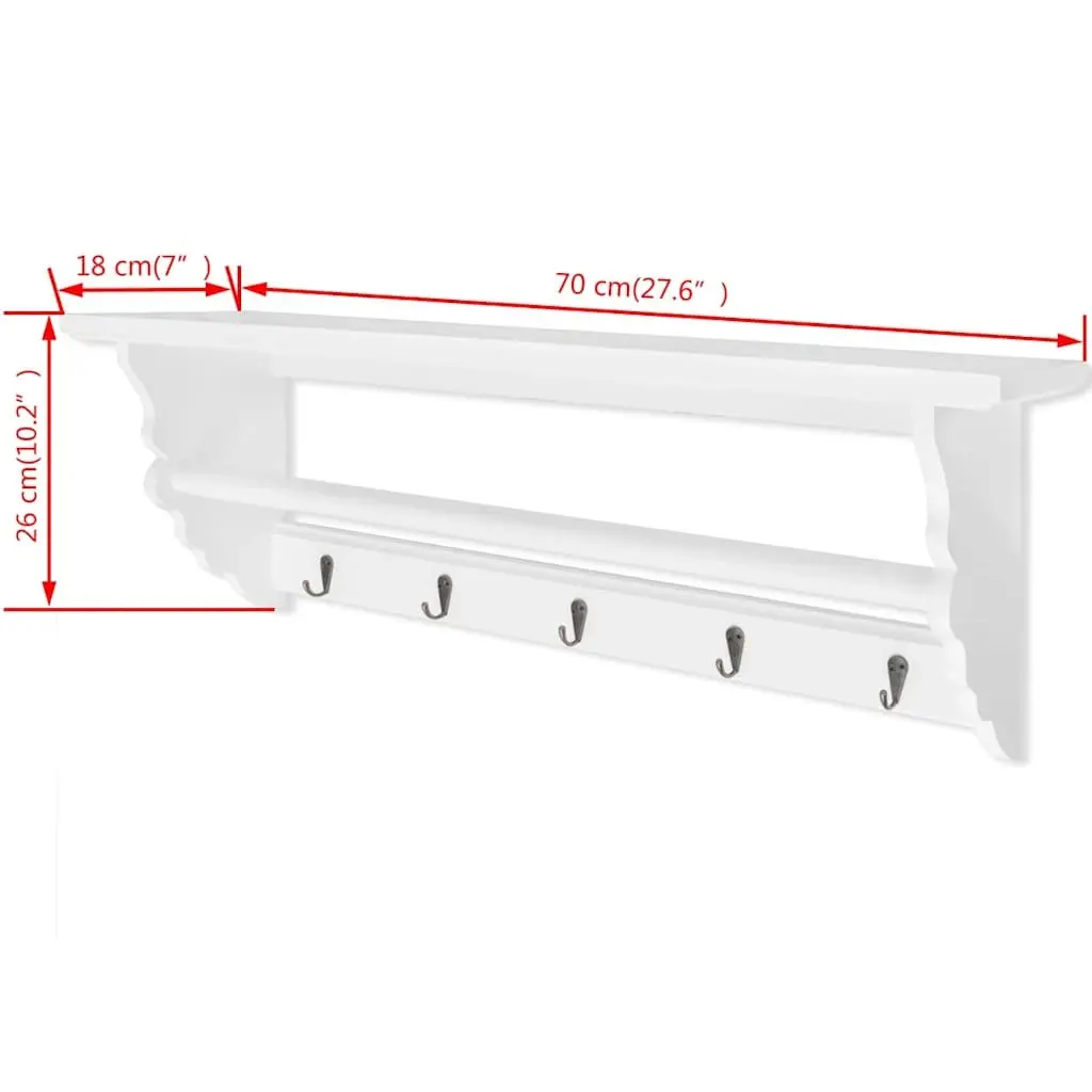 Coat Rack Wall Mount Entryway Baroque Style White Shelf Hooks