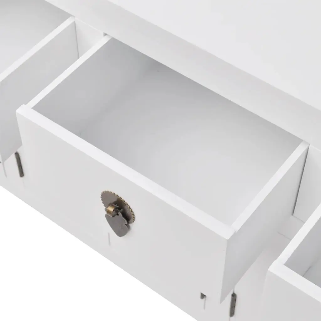 Sideboard Asian Style Solid Wood White Storage Cabinet 4 Drawers 3 Cupboards