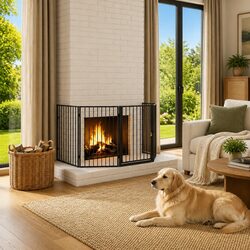 Pet Fireplace Fence Specifications: Steel, Black, Swing Gate