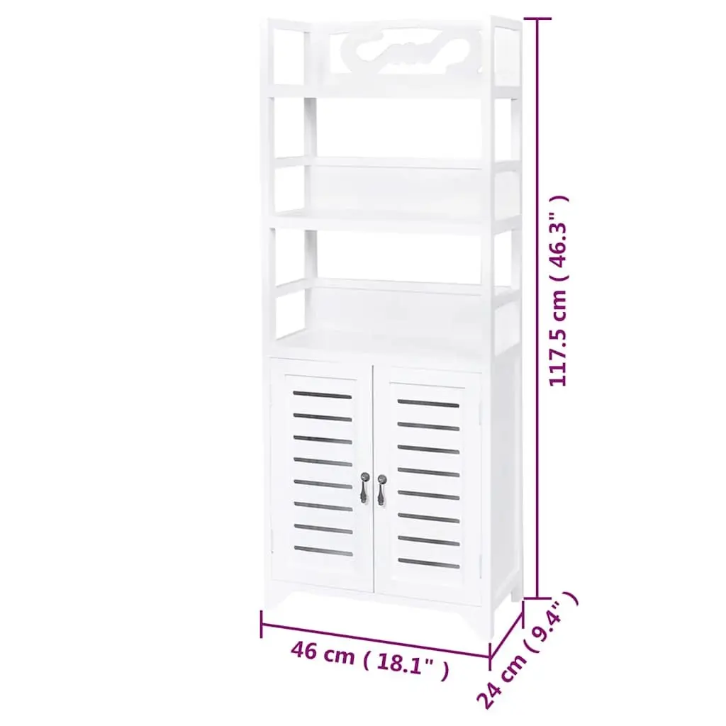Bathroom Cabinet Floor Standing White Storage Cupboard 46x24x117.5 cm