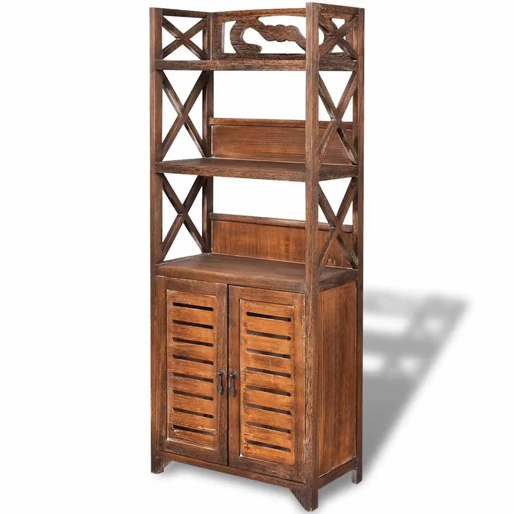 Bathroom Cabinet Storage Cupboard Brown Wood Floor Standing 46x24x117.5cm