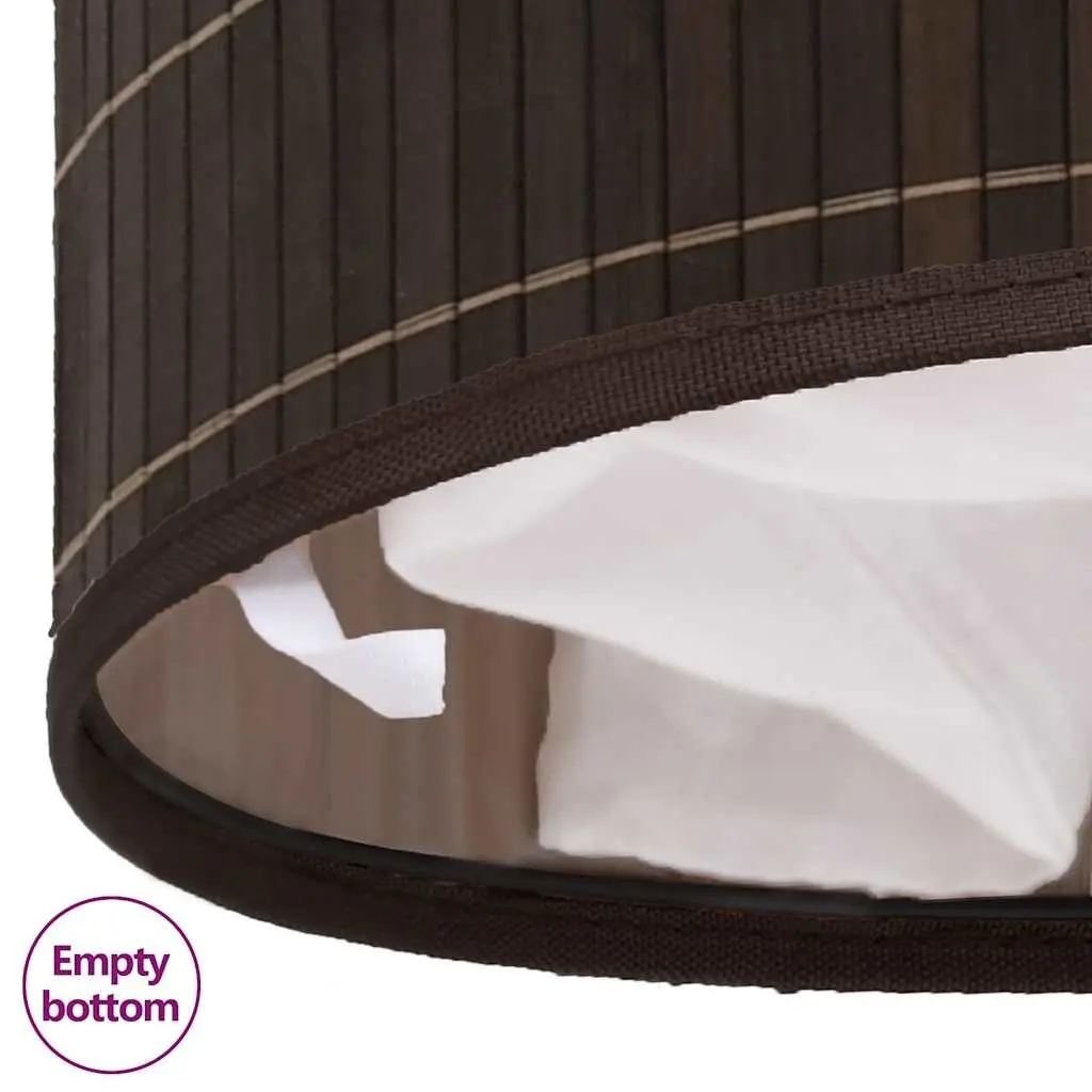 Round Bamboo Laundry Bin with Polyester Liner, Brown