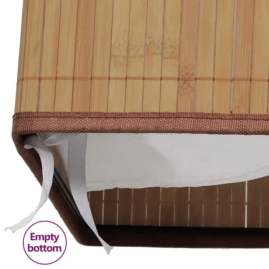 Bamboo Laundry Bin Rectangular Brown Hamper Basket with Handles Removable Liner