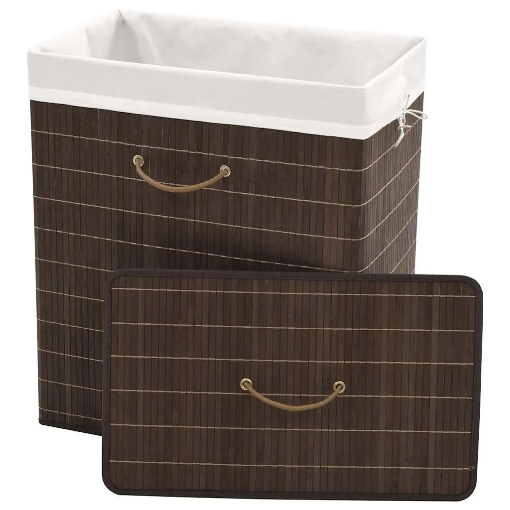 Rectangular Bamboo Laundry Bin with Polyester Liner