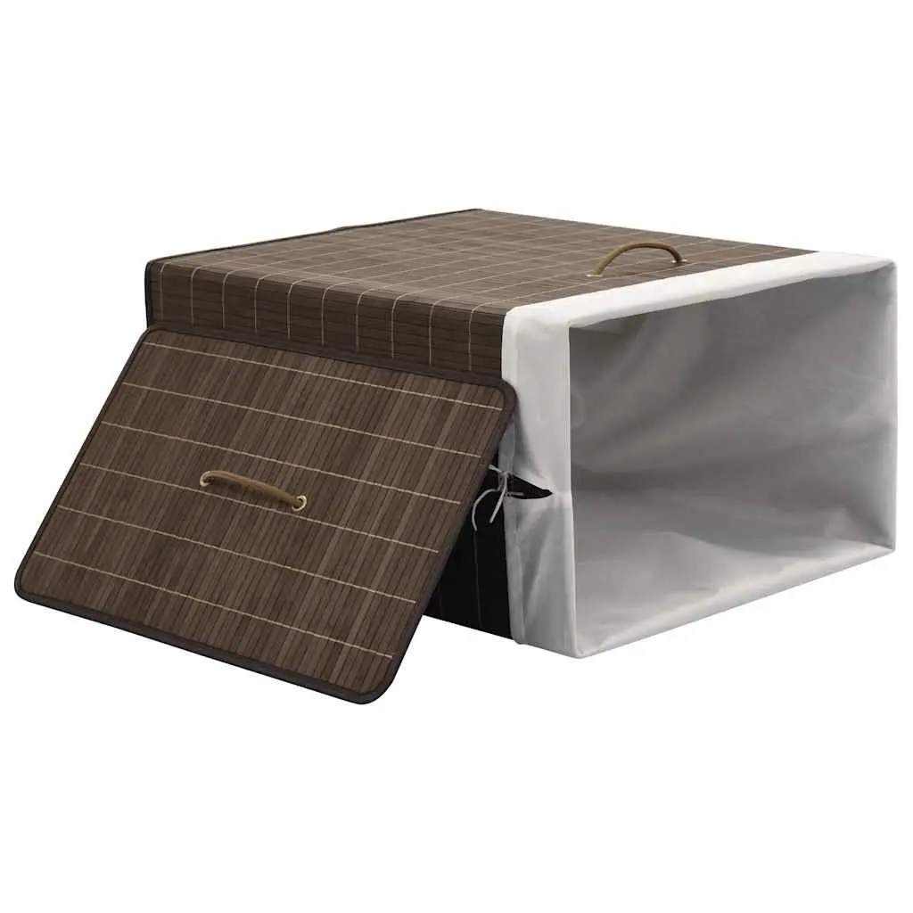 Rectangular Bamboo Laundry Bin with Polyester Liner