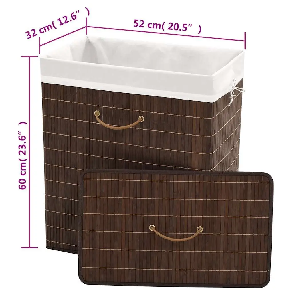 Rectangular Bamboo Laundry Bin with Polyester Liner