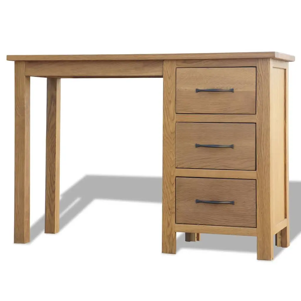 Solid Oak Wood Desk 3 Drawers Office Study Bedroom Furniture Storage Table