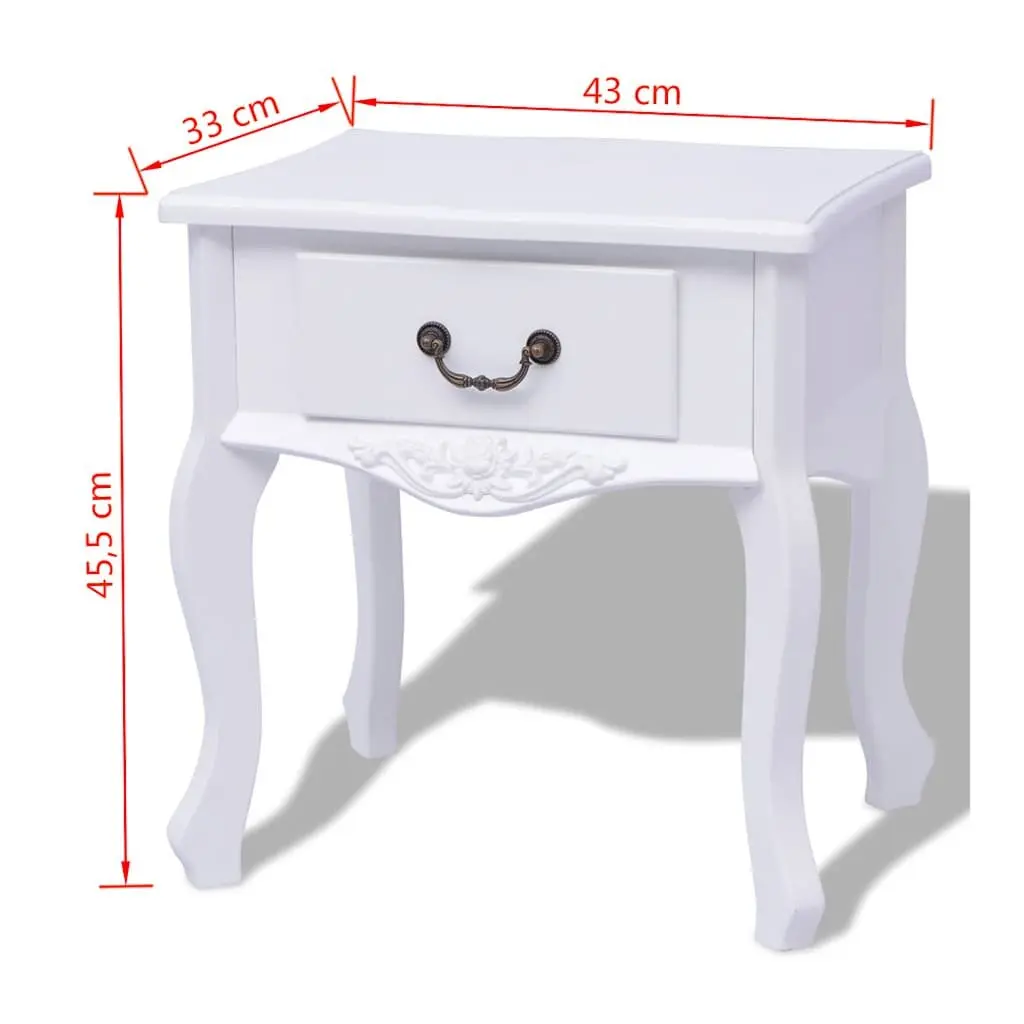 White Bedside Cabinet Nightstand End Table Drawer Storage Accent Furniture